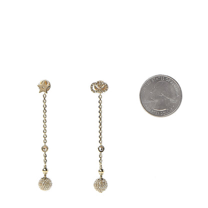 Christian Dior Crystal Dangle Earrings Gold 2 of 6