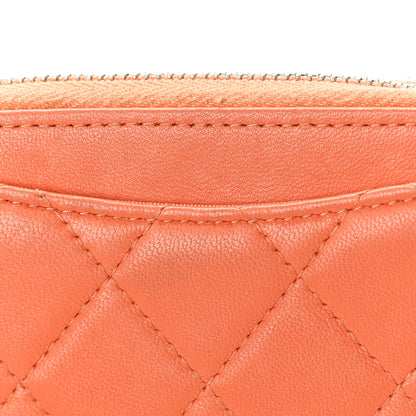 Chanel Lambskin Quilted Zip Around Coin Purse Wallet Coral 9 of 9