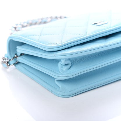 Chanel Lambskin Quilted Mini Wallet On Chain WOC Neon Blue 8 of 10