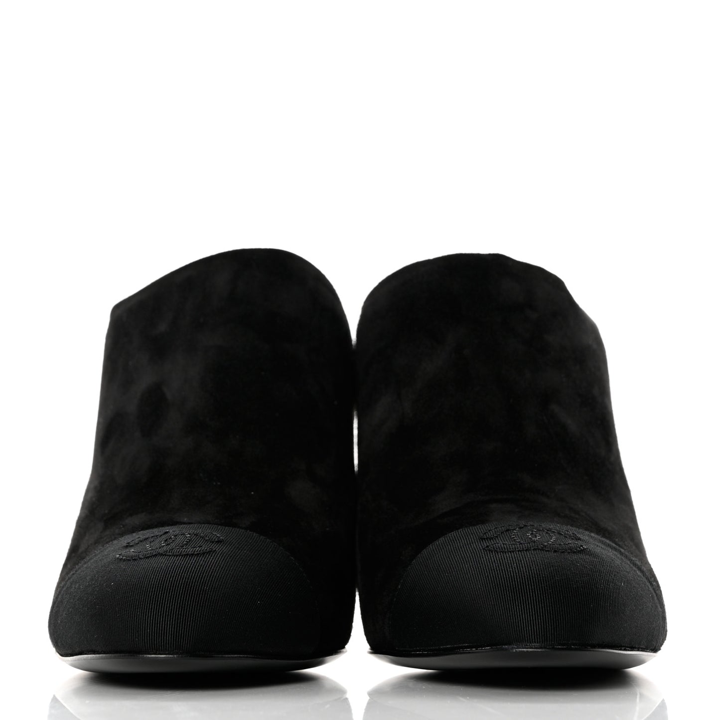 Suede Grosgrain Cap Toe Pearl Mule 40.5 Black