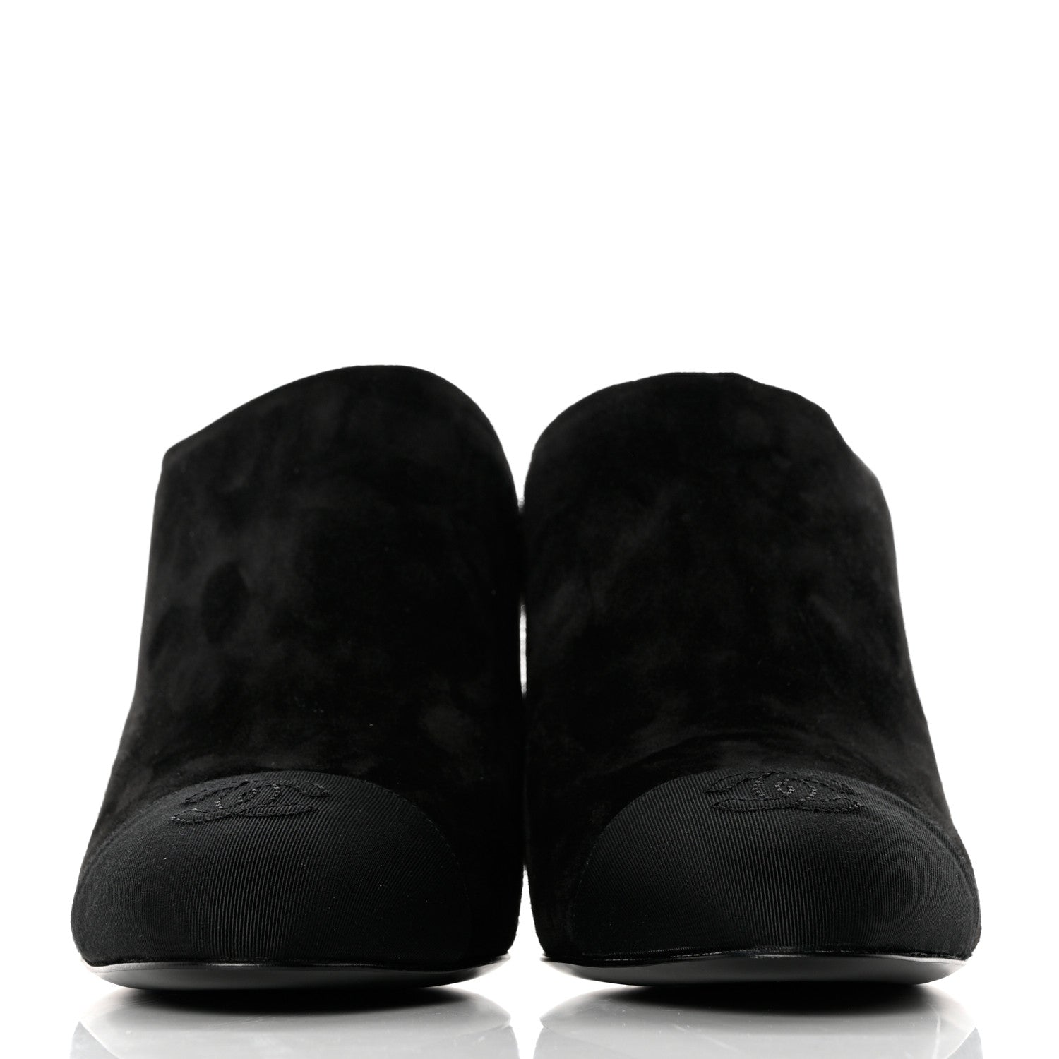 Chanel Suede Grosgrain Cap Toe Pearl Mule 40.5 Black 2 of 9