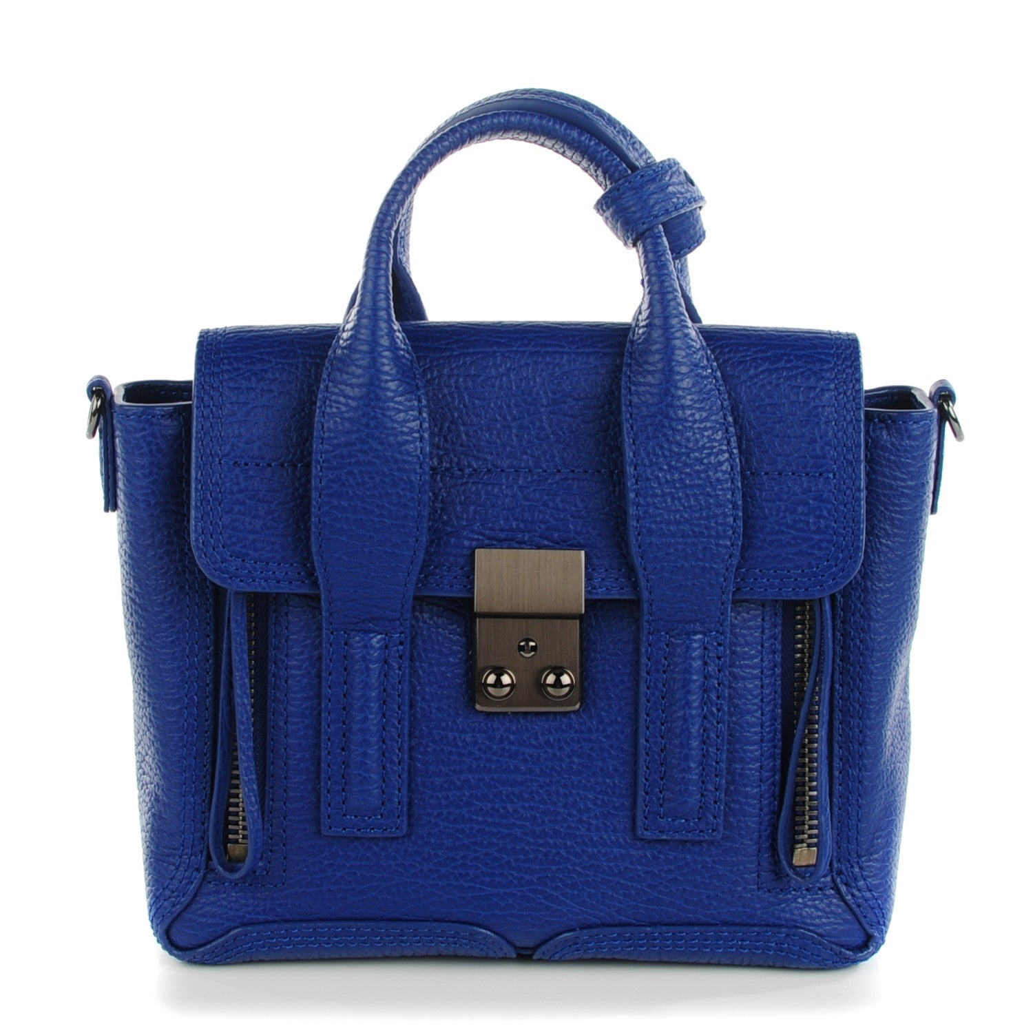 3.1 Phillip Lim 3.1 Textured Calfskin Mini Pashli Satchel Cobalt 1 of 12