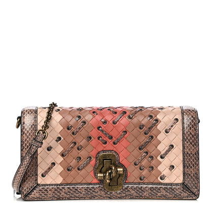 Bottega Veneta Nappa Ayers Intrecciato Club Stitch Knot Clutch Corallo Cream Mink 1 of 11