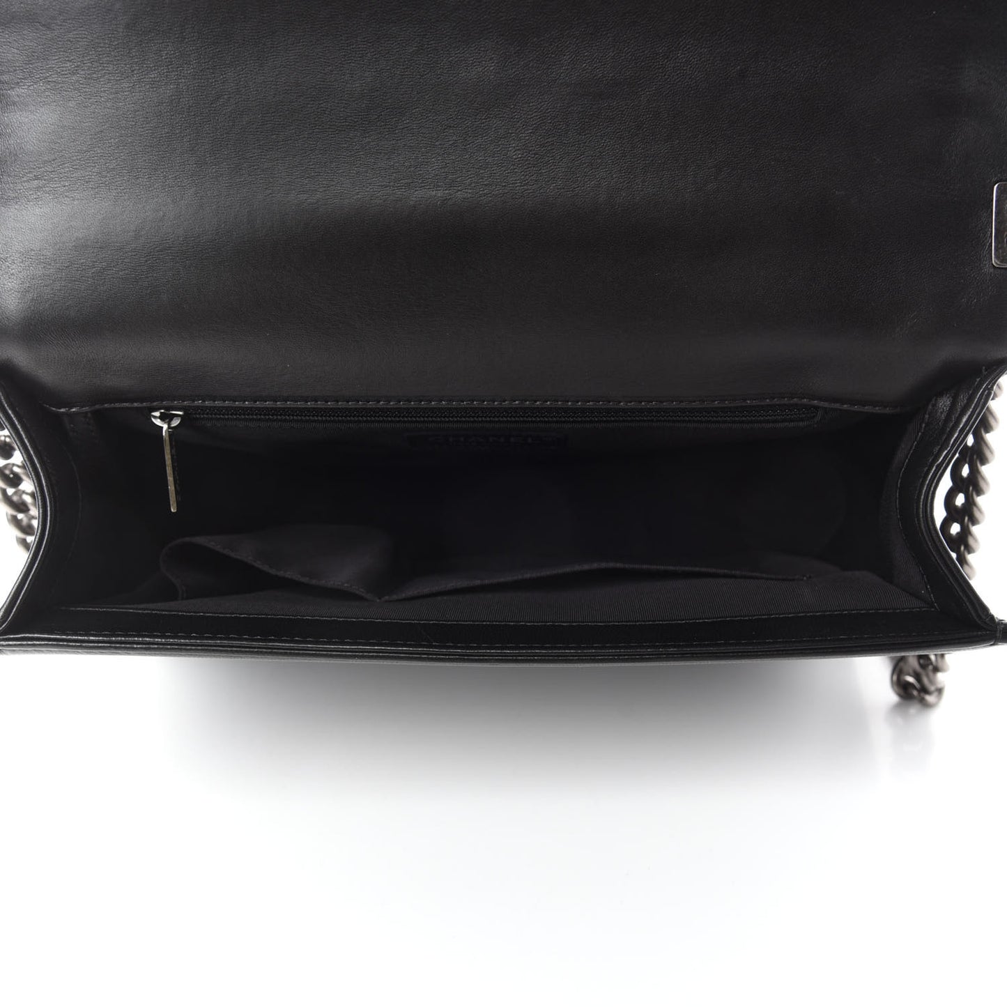 Lambskin Quilted Large Boy Flap Black