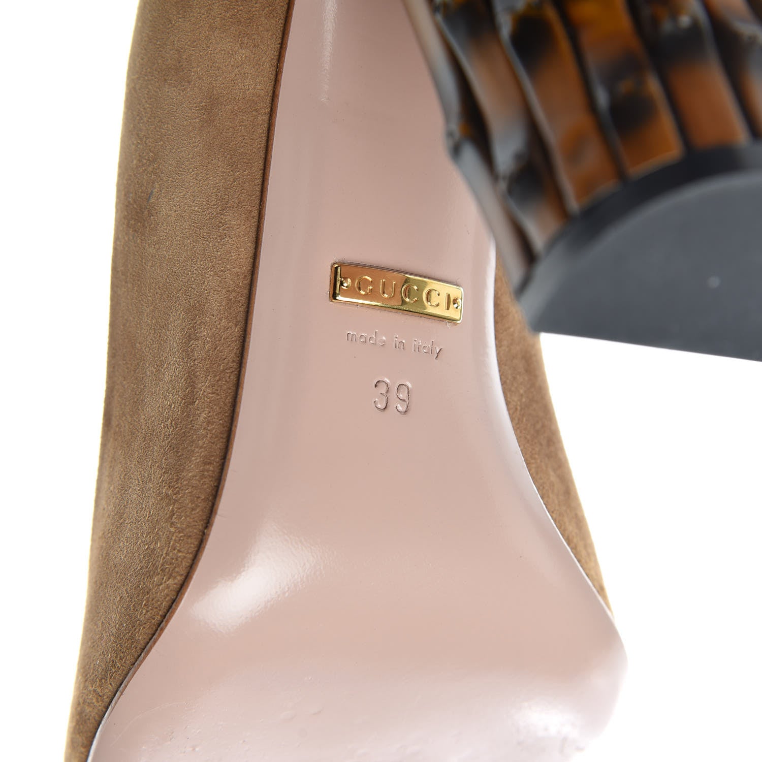 Gucci Suede Dahlia Bamboo Pumps 39 Beige 9 of 10
