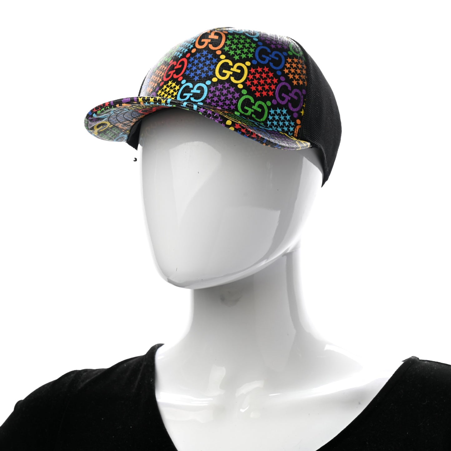 GG Supreme Monogram Psychedelic Baseball Hat S Black