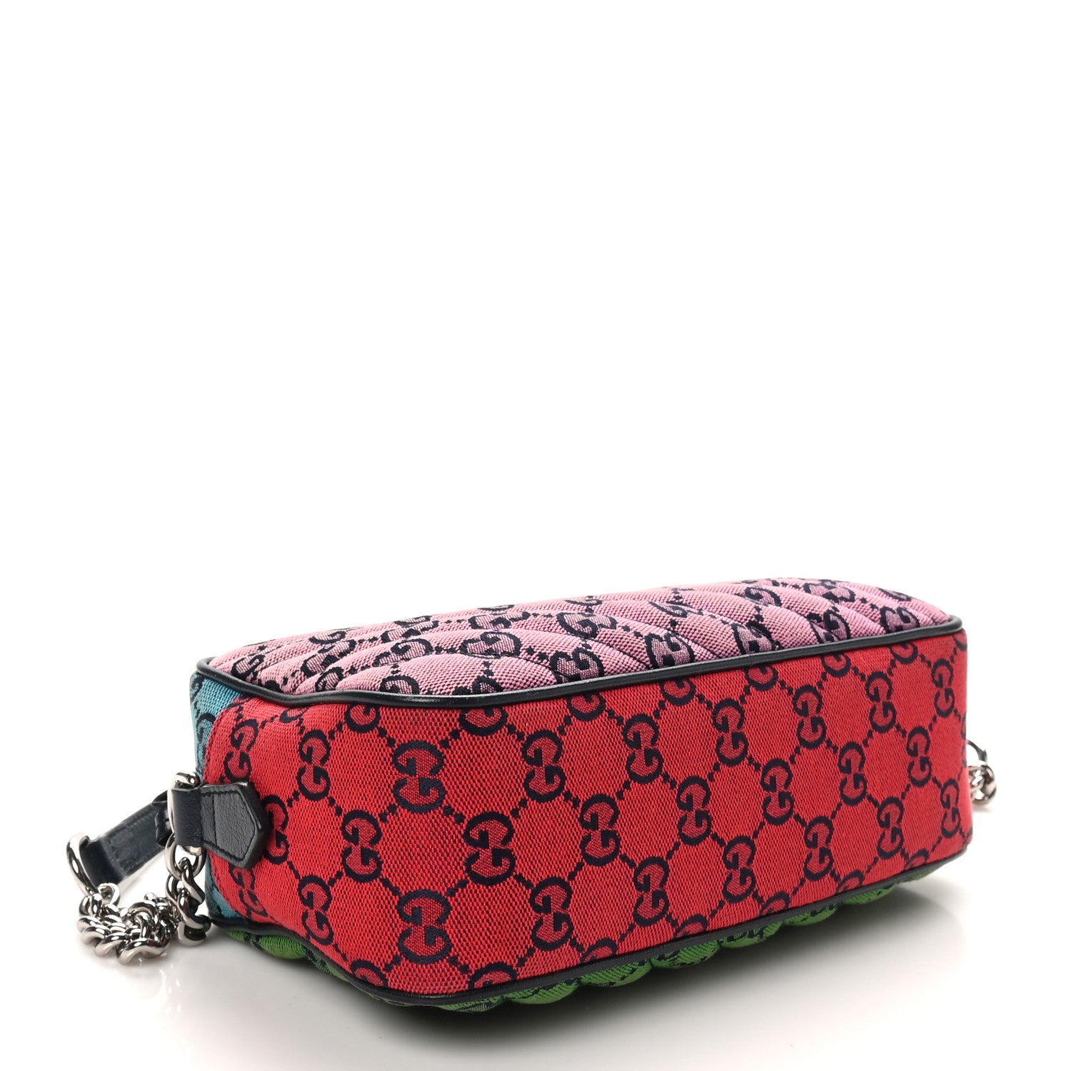Gucci Monogram Multicolor Matelasse Diagonal Small GG Marmont Chain Shoulder Bag Pink Blue Green Red Light Blue 4 of 10