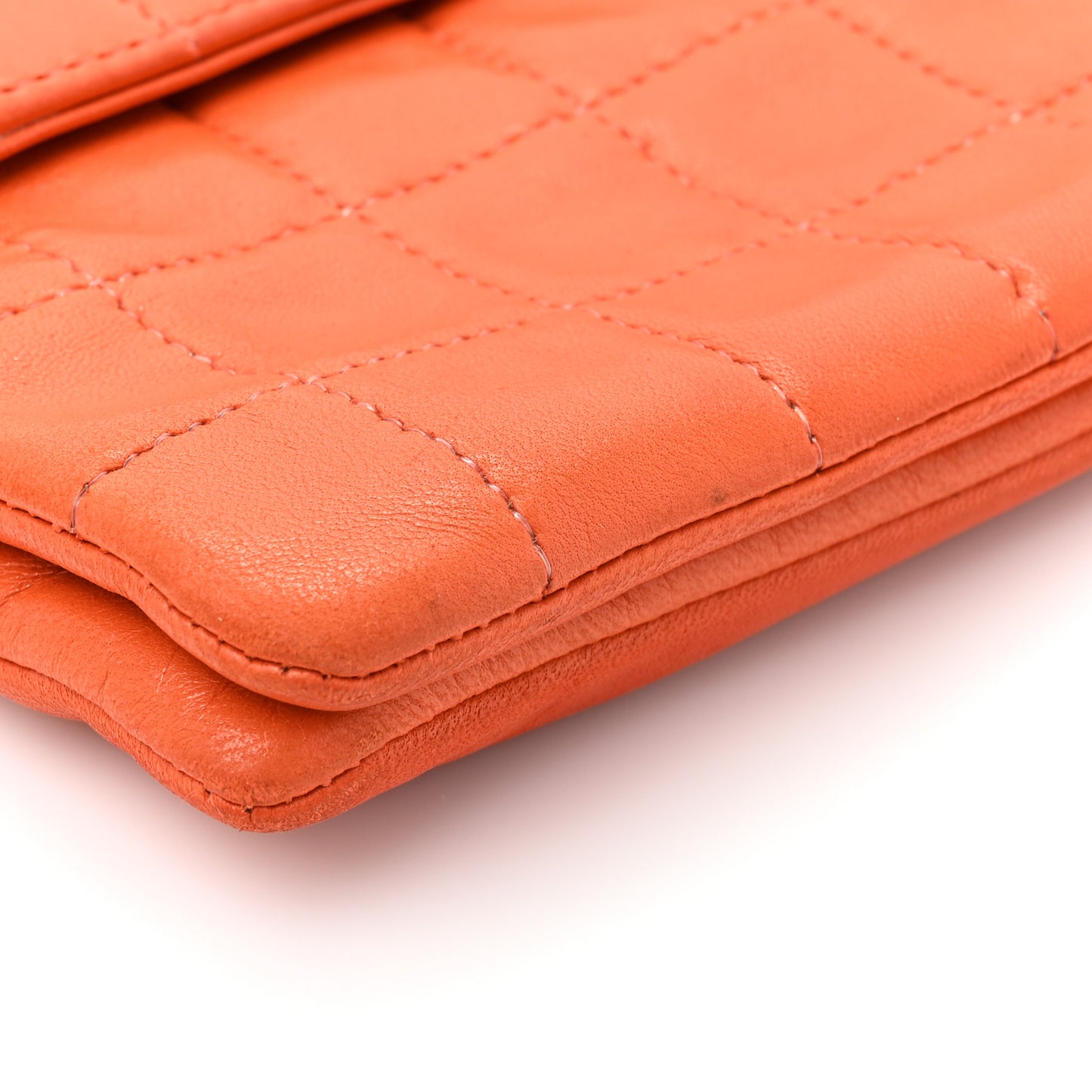 Lambskin Chocolate Bar Mademoiselle Flap Orange