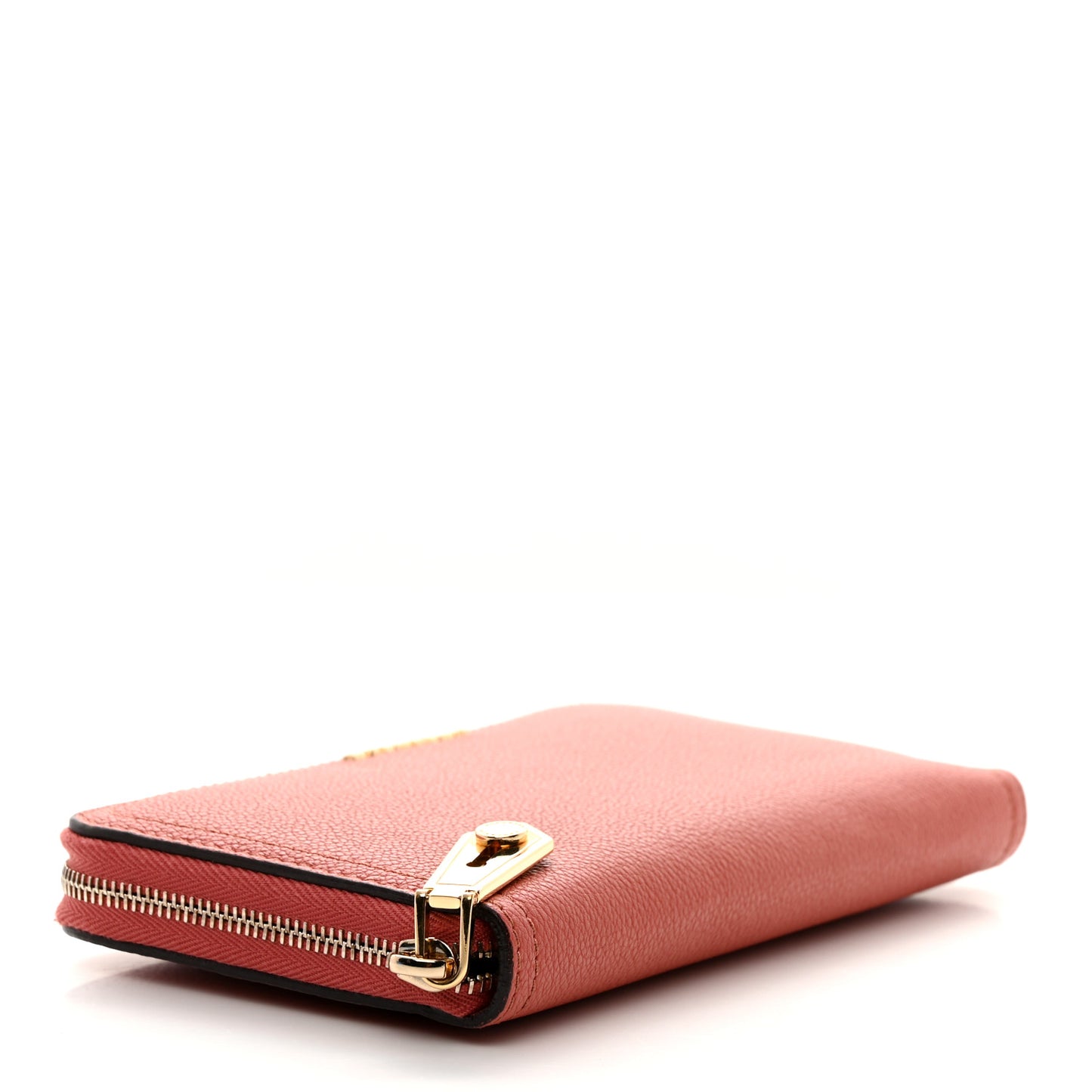 Grainy Calfskin Zip Around Wallet Cinnamon Red