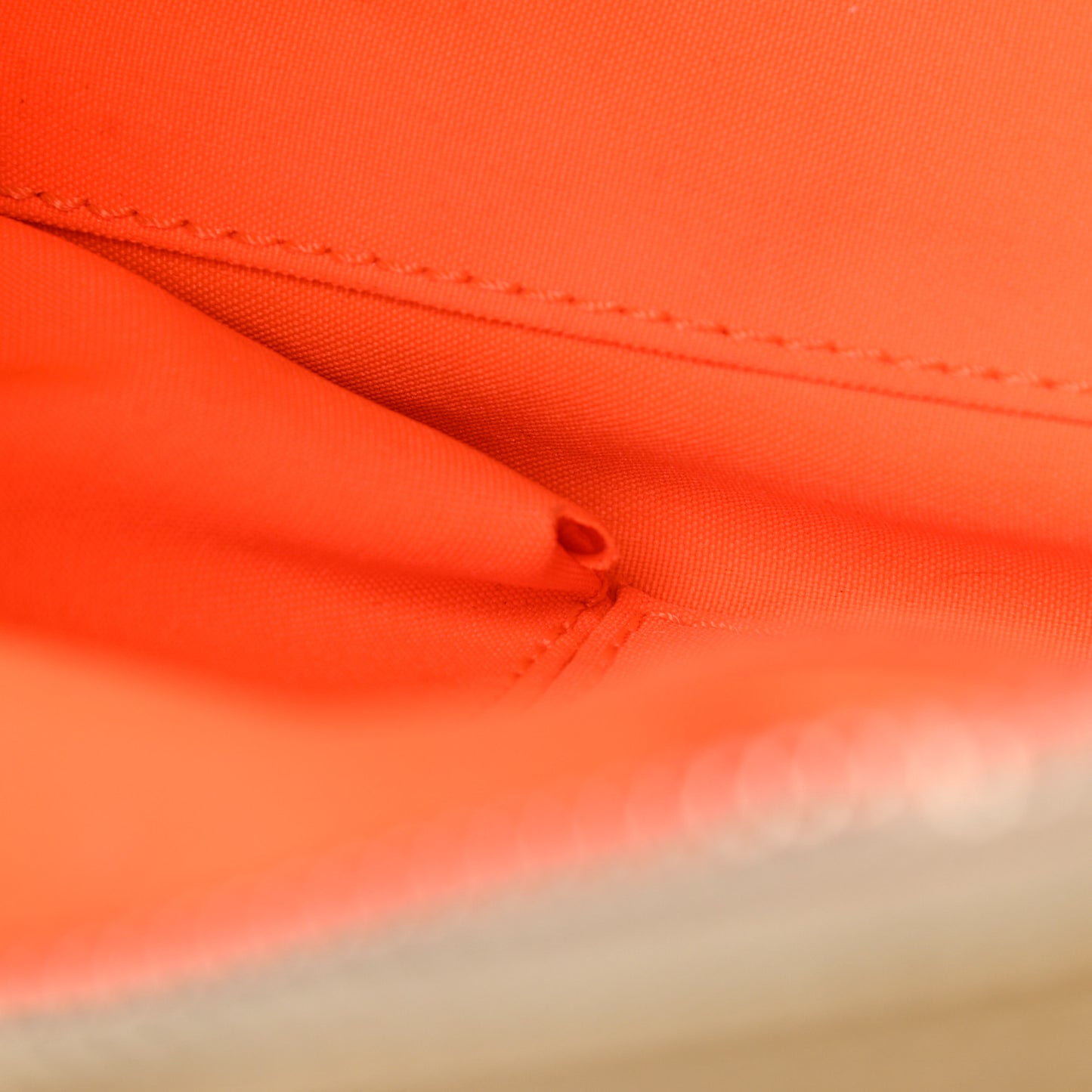Patent Quilted Day Glo Flap Bag Beige
