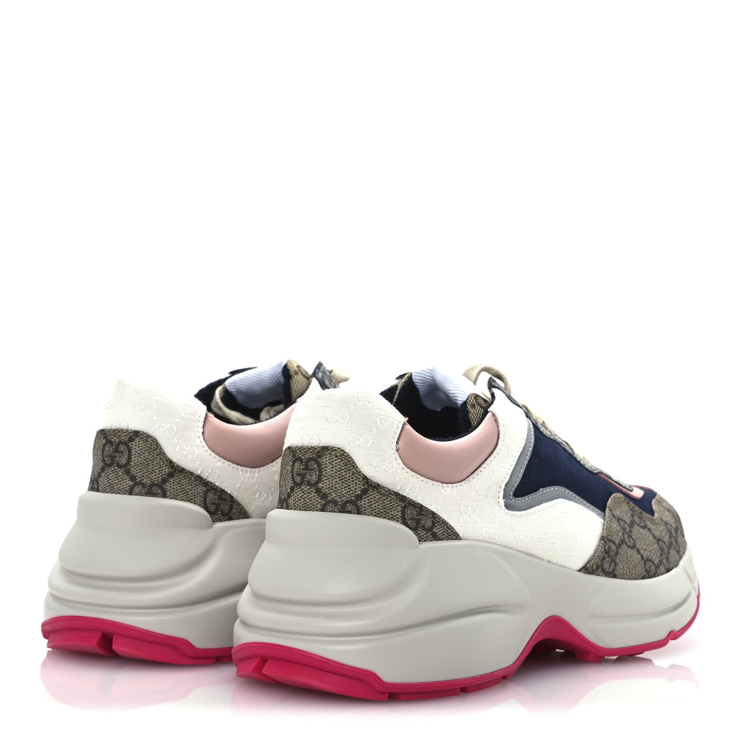 GG Supreme Monogram Mix Monogram Womens Rhyton Sneakers 39 London Blue Beige Pale Pink