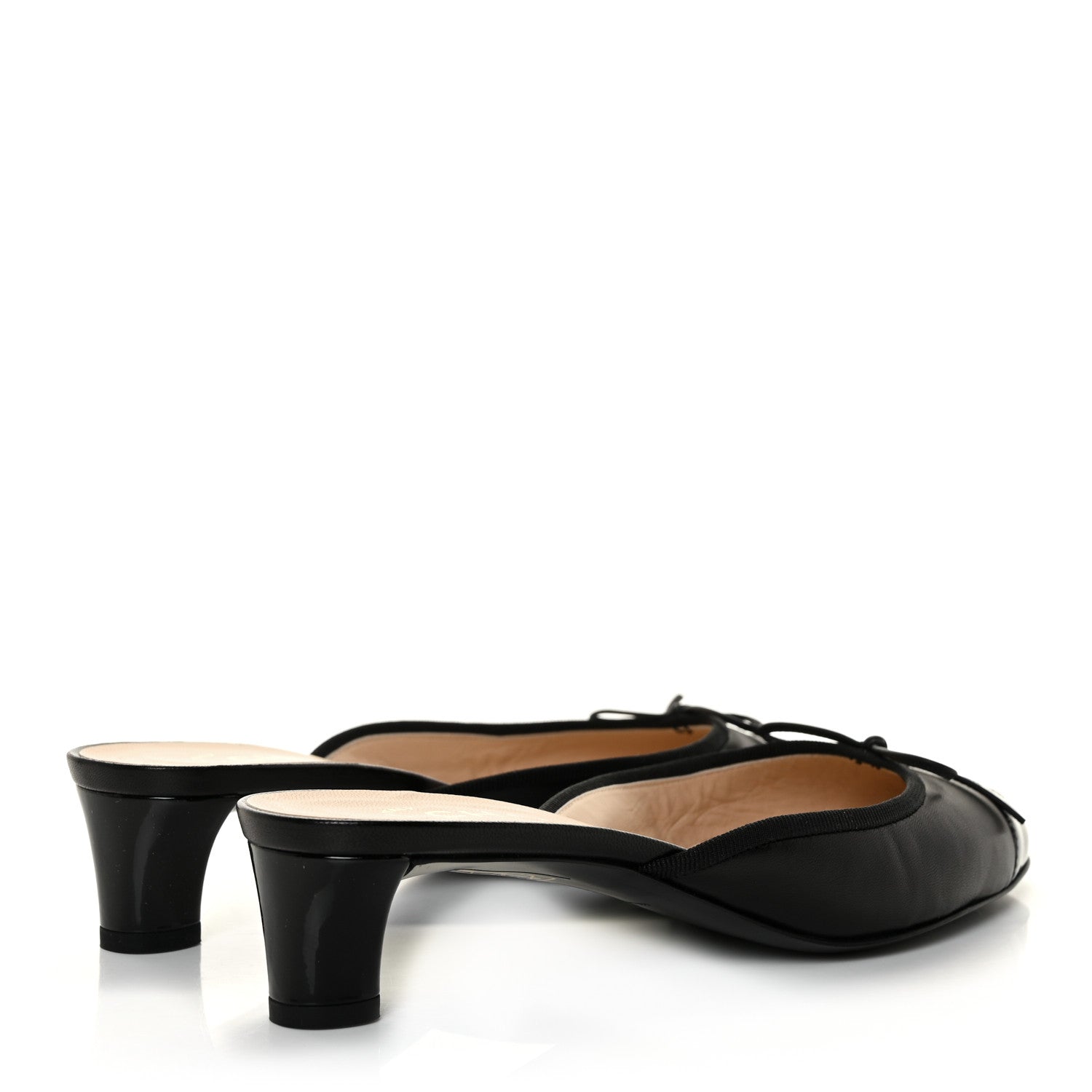 Chanel Lambskin Patent Cap Toe CC Mules 37 Black 4 of 9