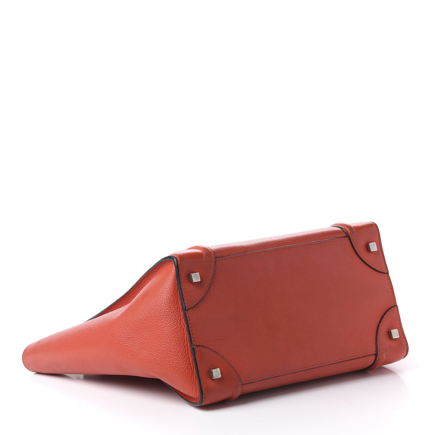 Celine Drummed Calfskin Mini Luggage Coquelicot 3 of 10