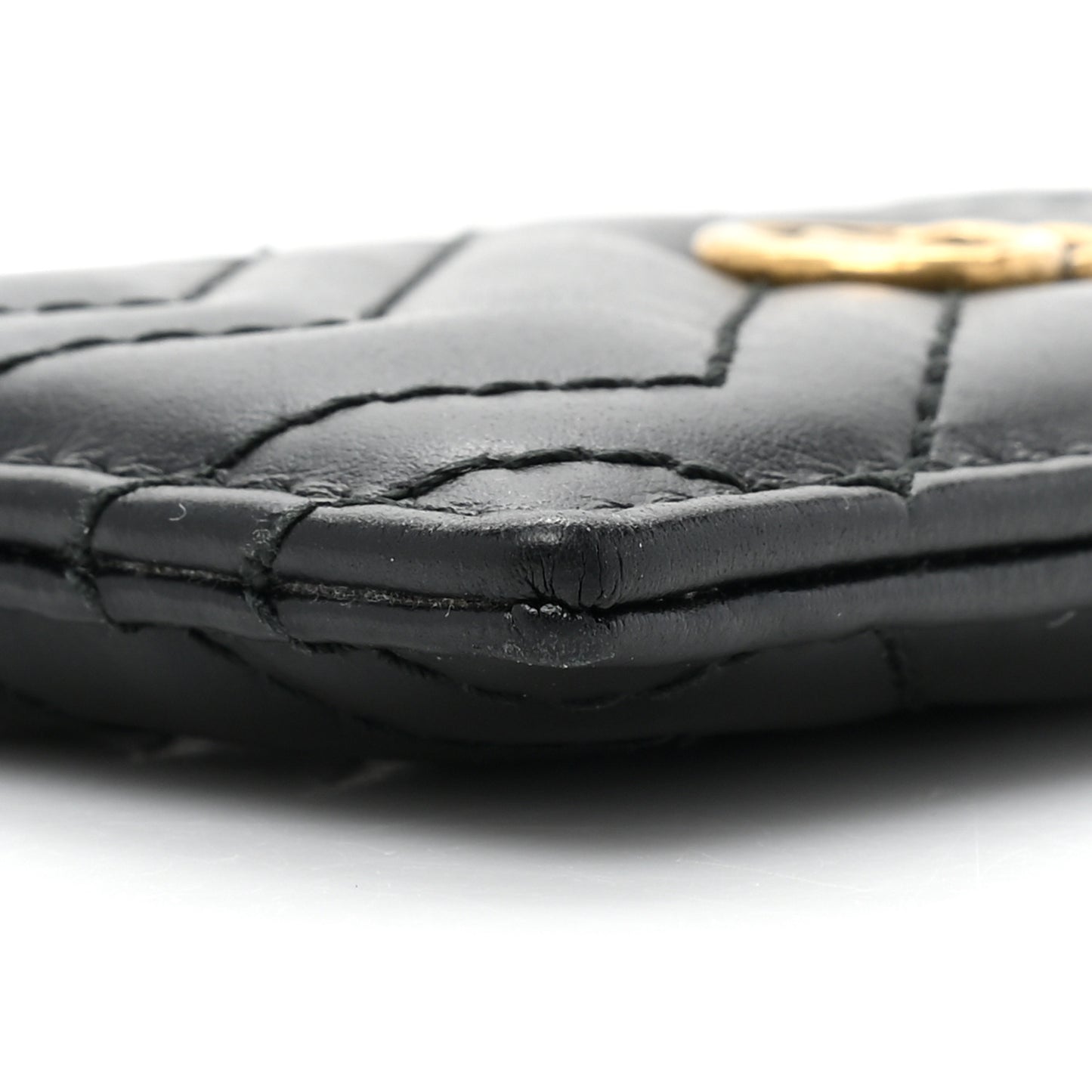 Calfskin Matelasse GG Marmont Card Holder Black