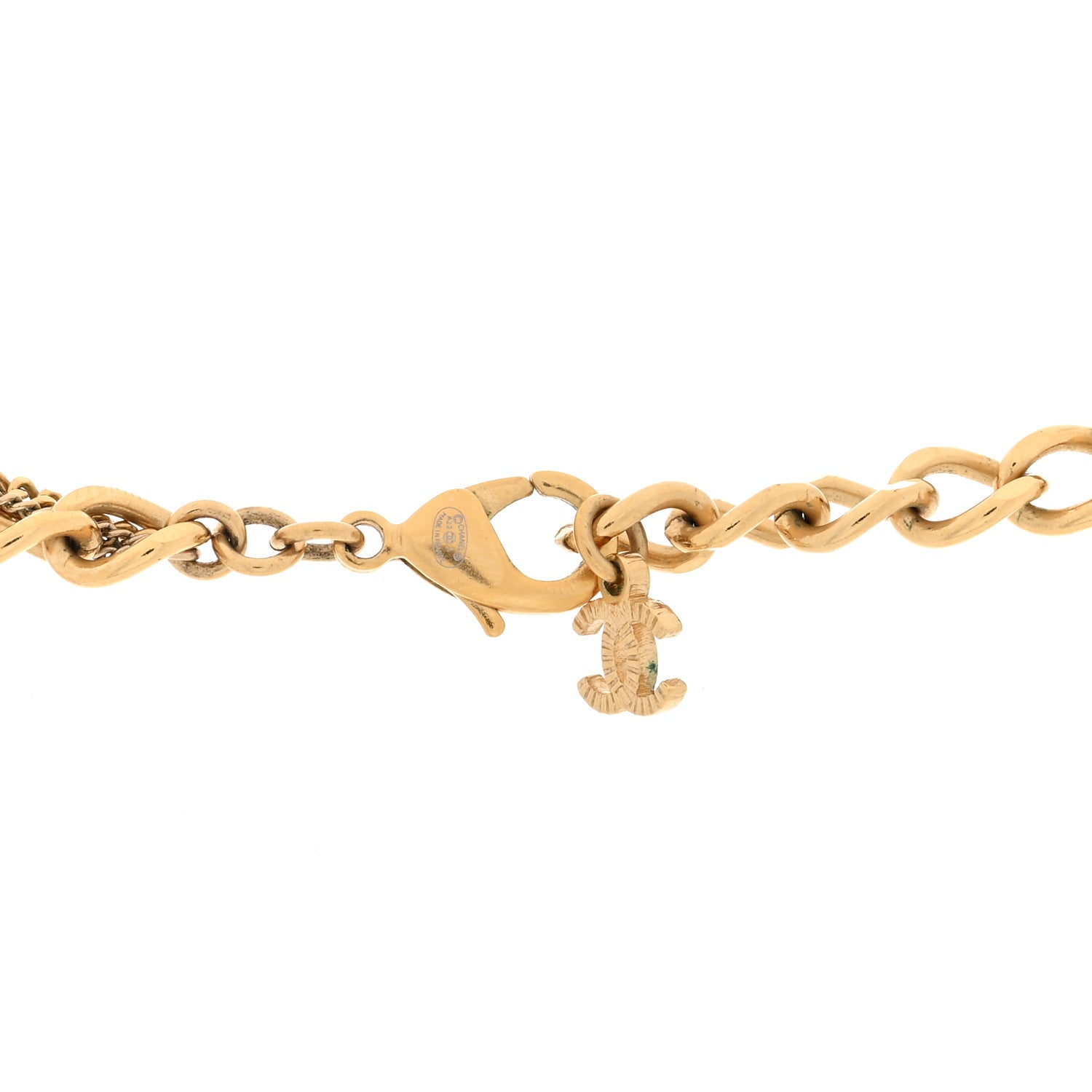 Chanel Metal Chain Link CC Multi Strand Choker Necklace Gold 4 of 5