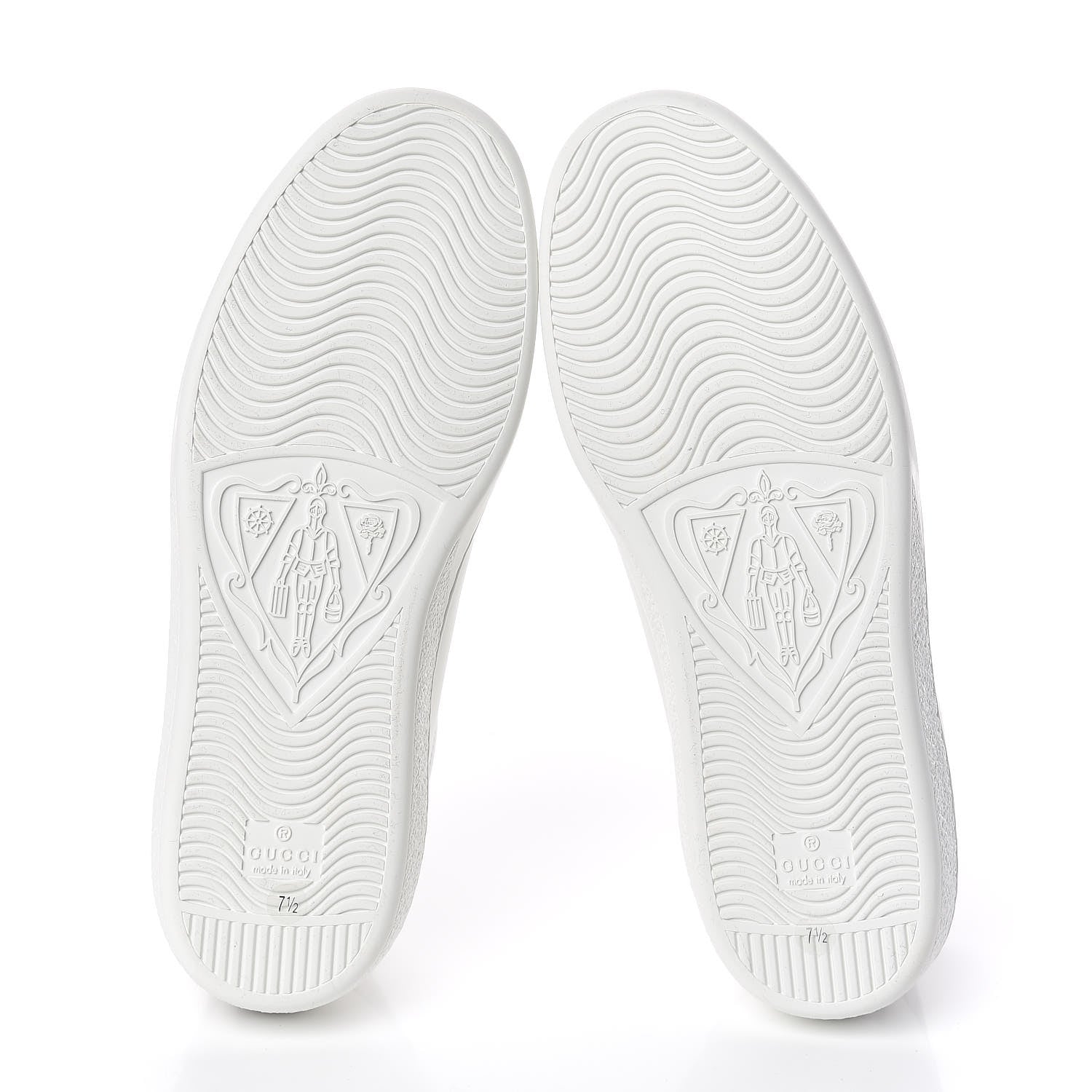 Gucci Calfskin Interlocking G Perforated Mens Ace Sneakers 7.5 White Grey Sky 5 of 10