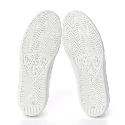 Gucci Calfskin Interlocking G Perforated Mens Ace Sneakers 7.5 White Grey Sky 5 of 10