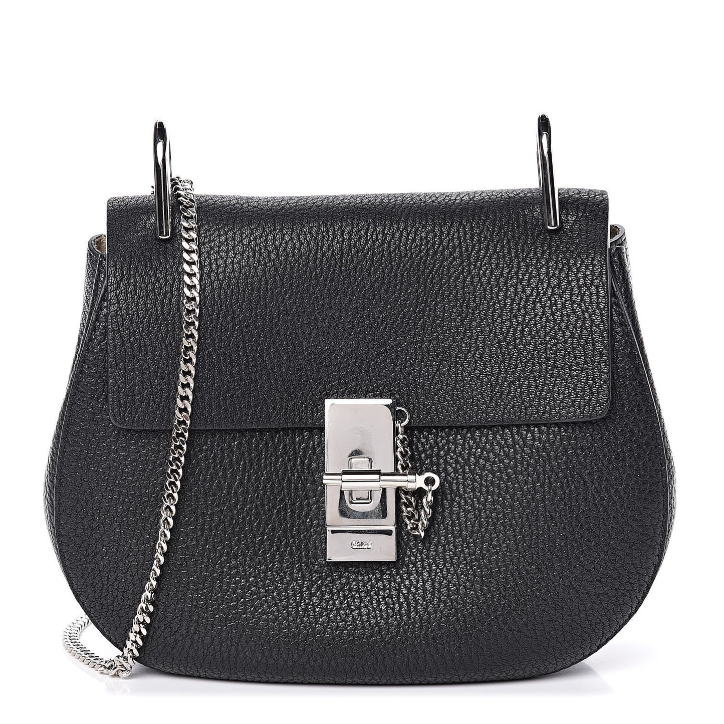 Grained Lambskin Drew Shoulder Bag Black