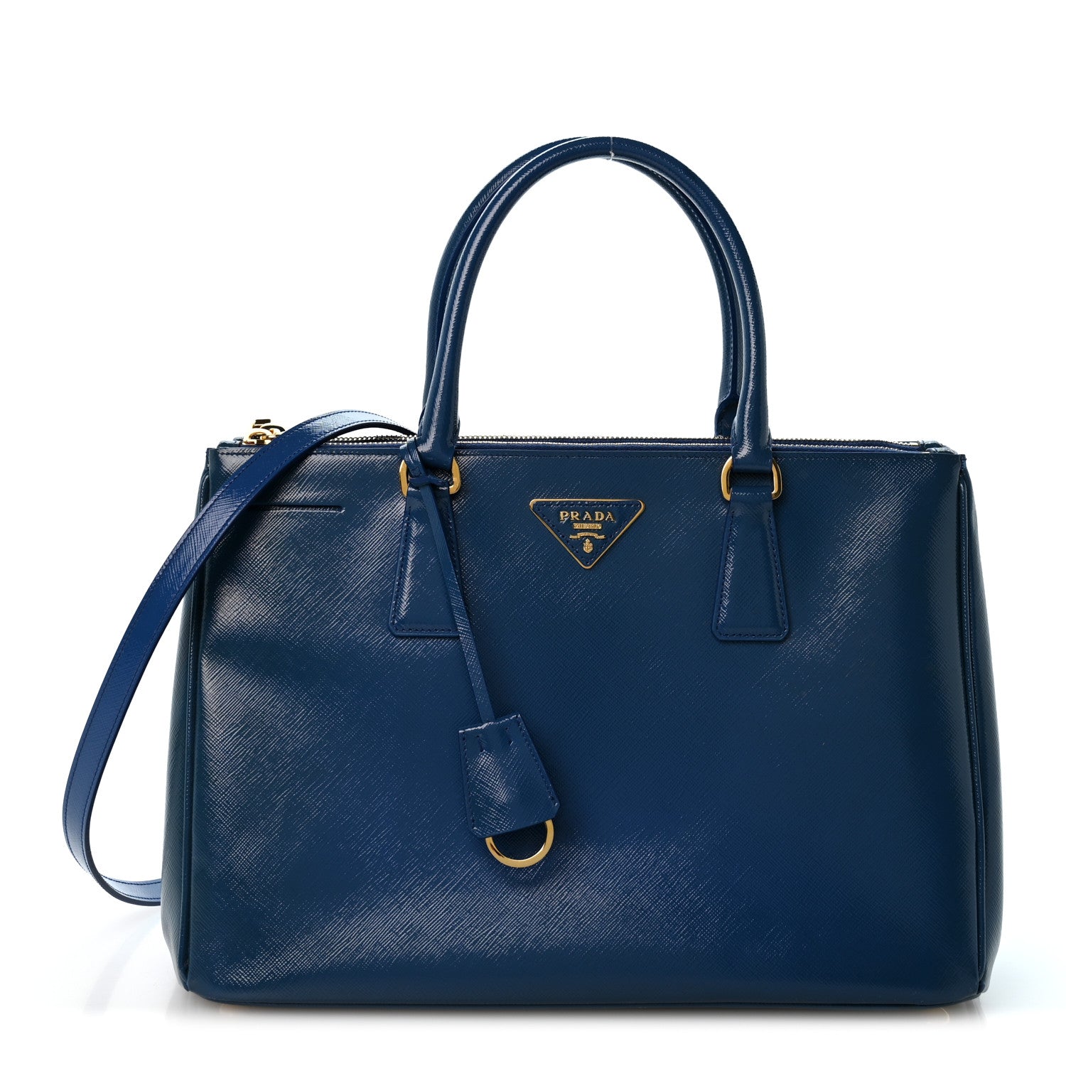 Prada Saffiano Vernice Medium Galleria Double Zip Tote Azzurro 1 of 14