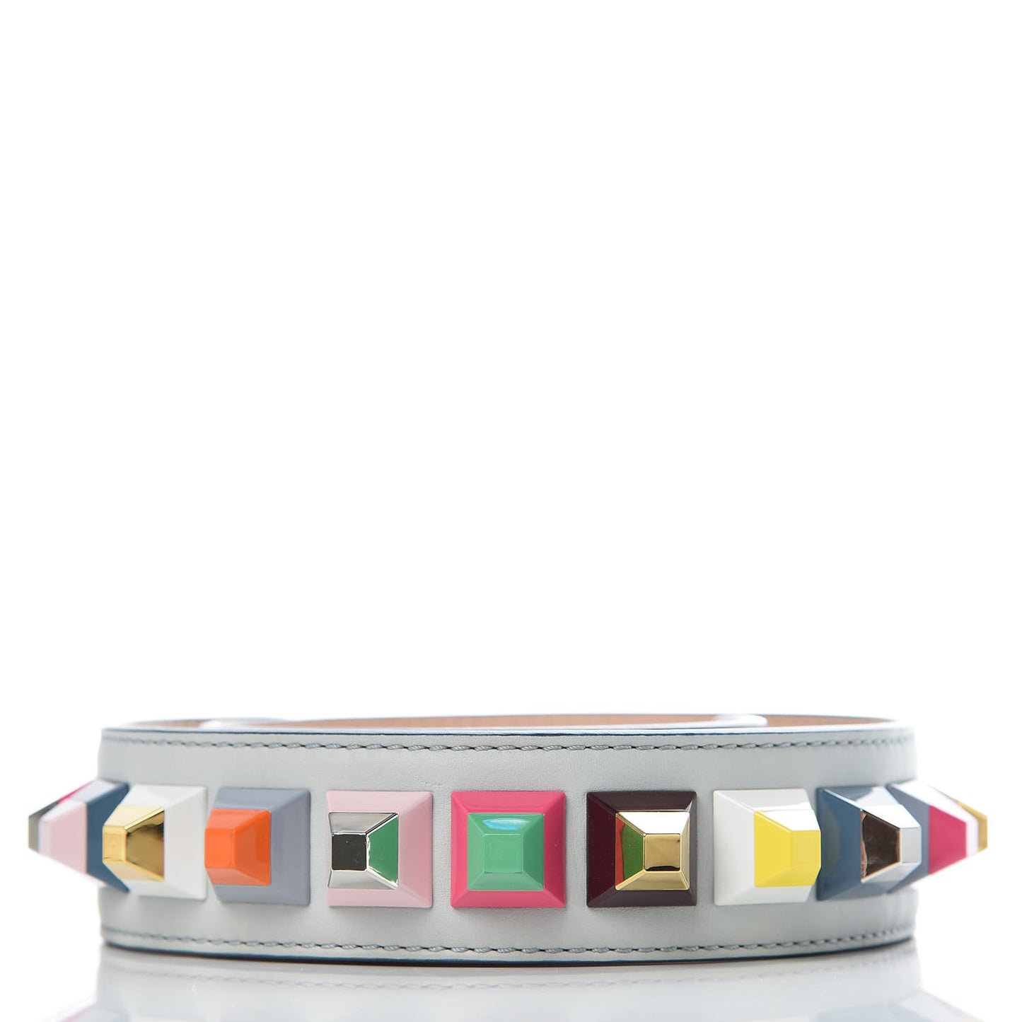 Vitello Dolce Plexiglass Bi-Color Studded Strap You Grigio Perla Plaster Multicolor