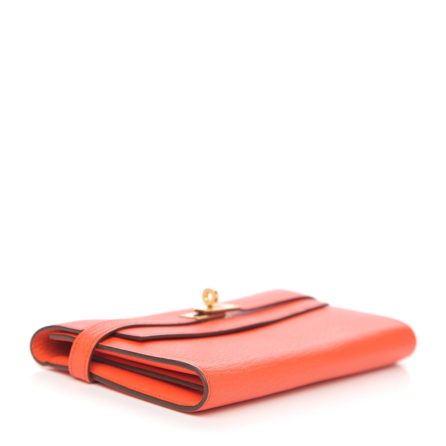 Hermes Chevre Mysore Kelly Longue Wallet Orange Poppy 3 of 6