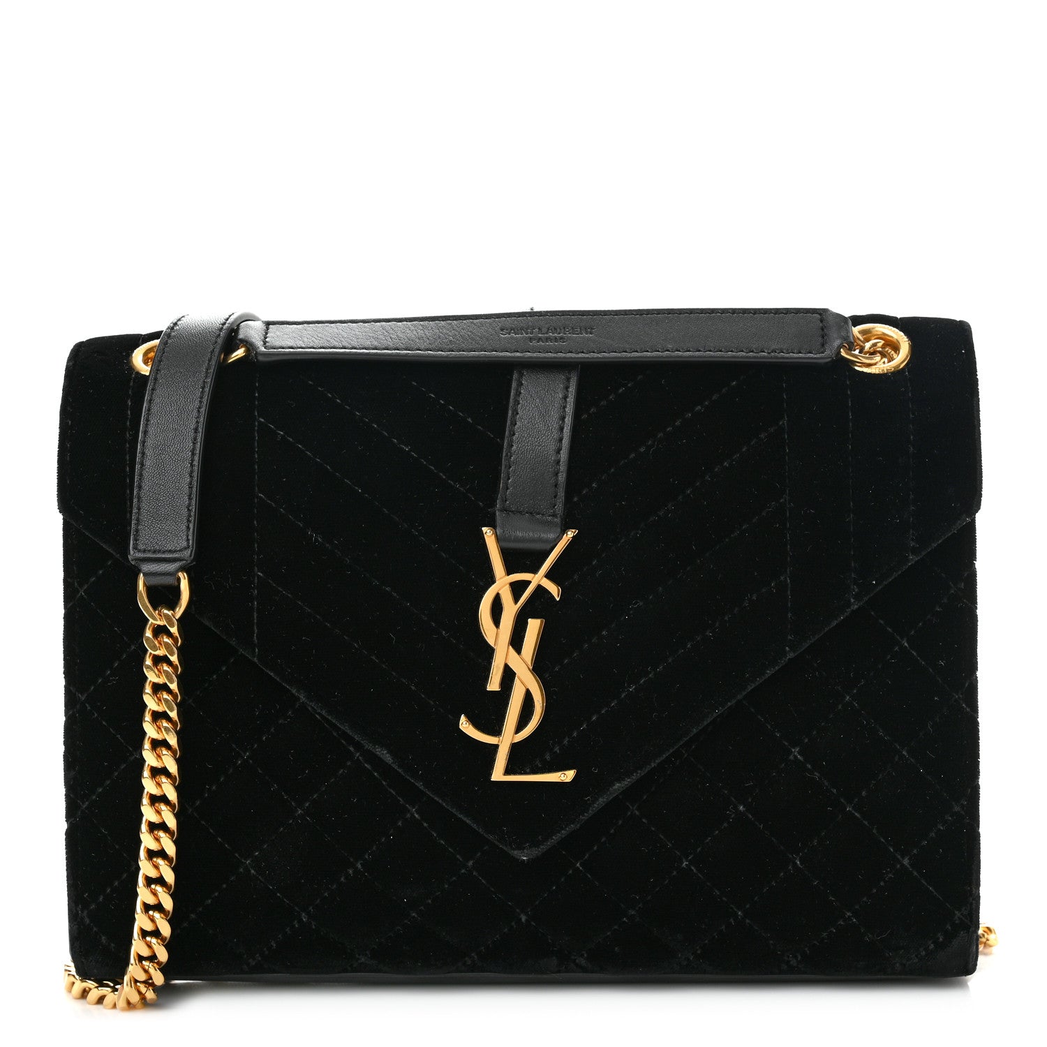 Saint Laurent Velvet Tri-Quilt Monogram Medium College Bag Black 1 of 12