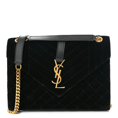 Saint Laurent Velvet Tri-Quilt Monogram Medium College Bag Black 1 of 12