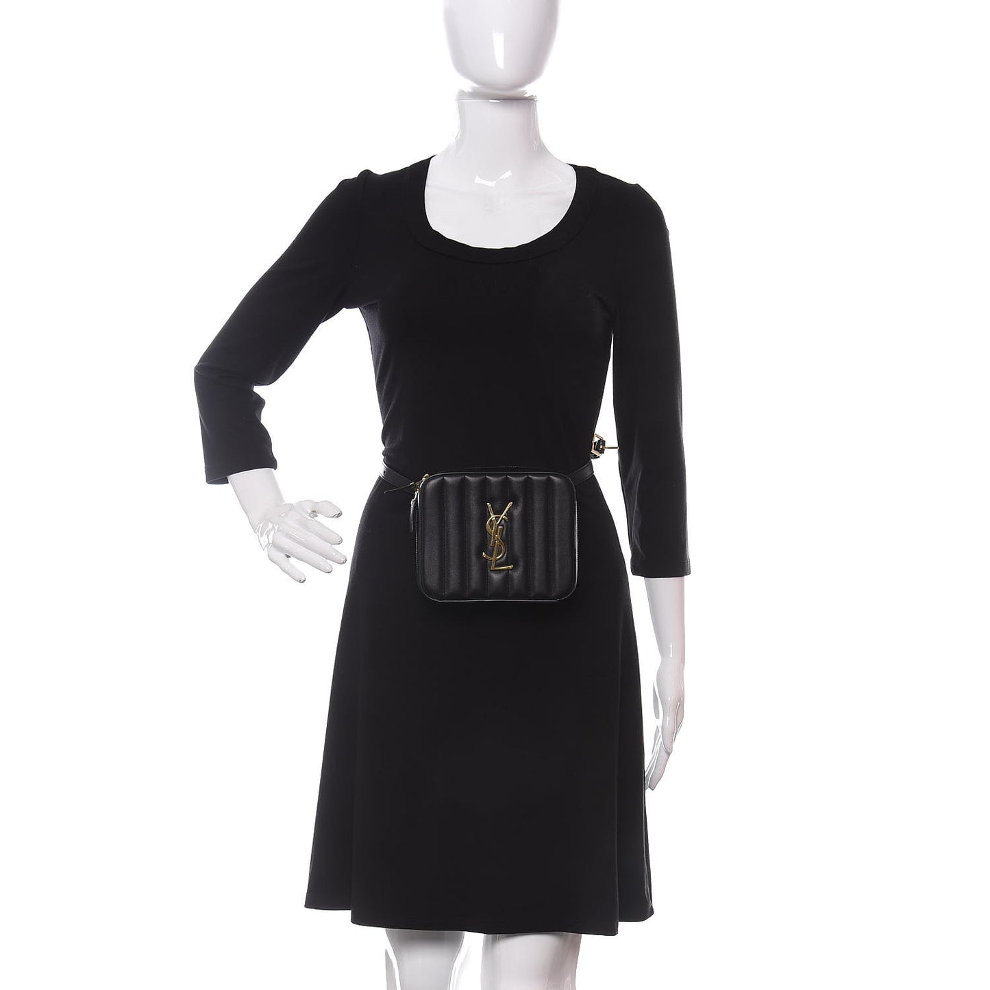 Lambskin Matelasse Vicky Monogram Belt Bag Black