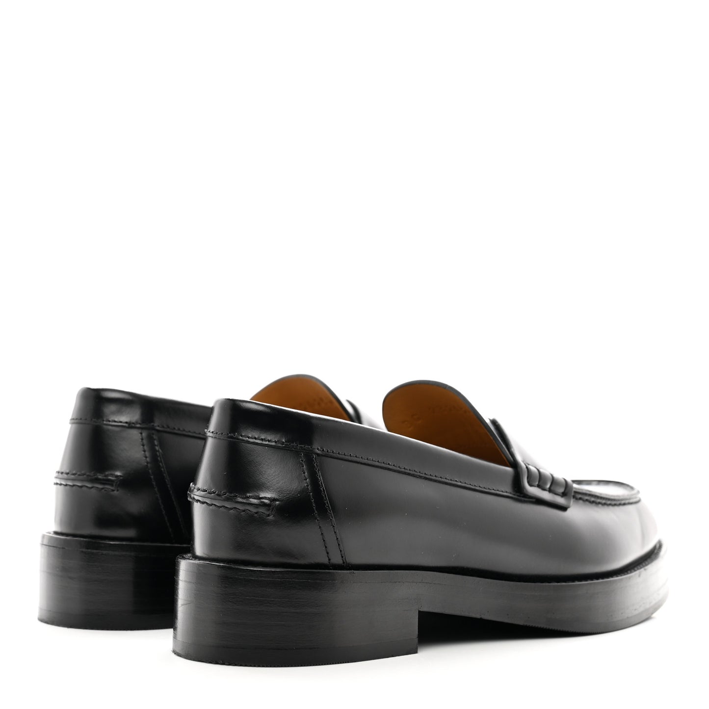 Glazed Calfskin Womens Hour Loafers 36 Black