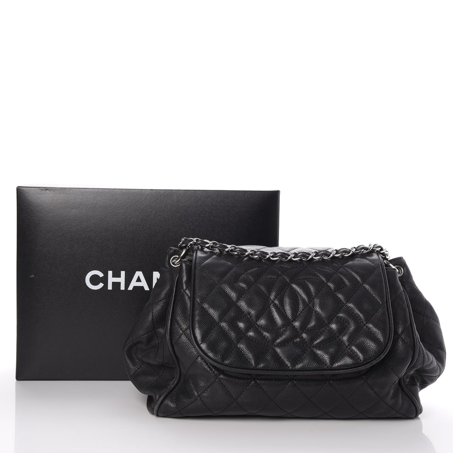 Caviar Quilted Timeless Accordion Flap Black