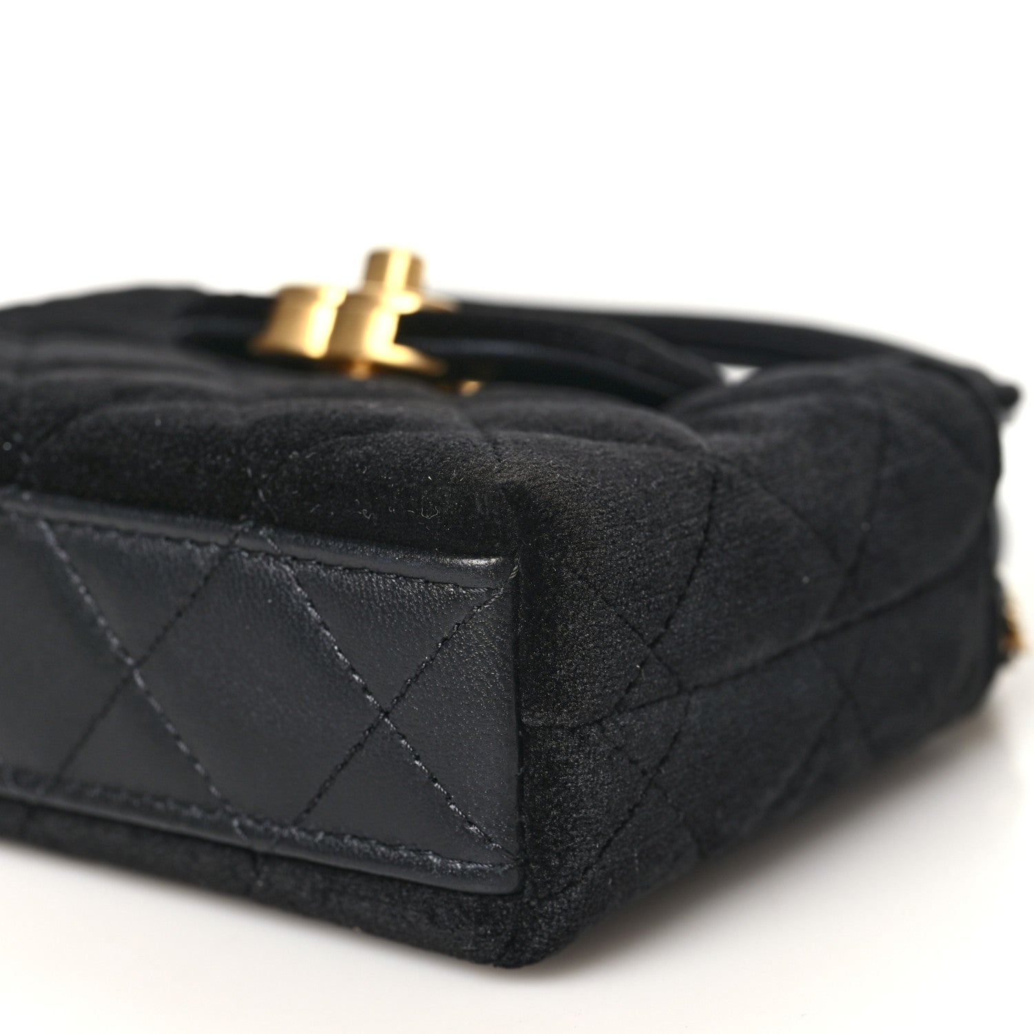 Chanel Velvet Quilted Mini Nano Kelly Shopper Black 10 of 11