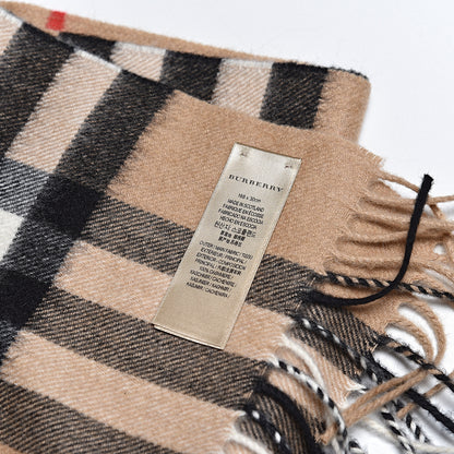 Burberry Cashmere Giant Check Fringe Scarf Camel 4 of 5