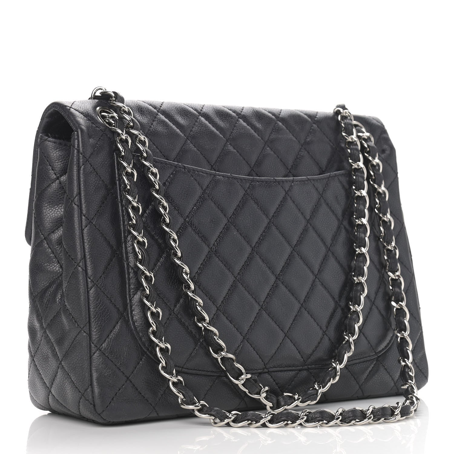 Chanel Washed Caviar Quilted Maxi Single Flap Black 2 of 9