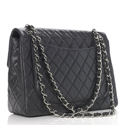 Chanel Washed Caviar Quilted Maxi Single Flap Black 2 of 9