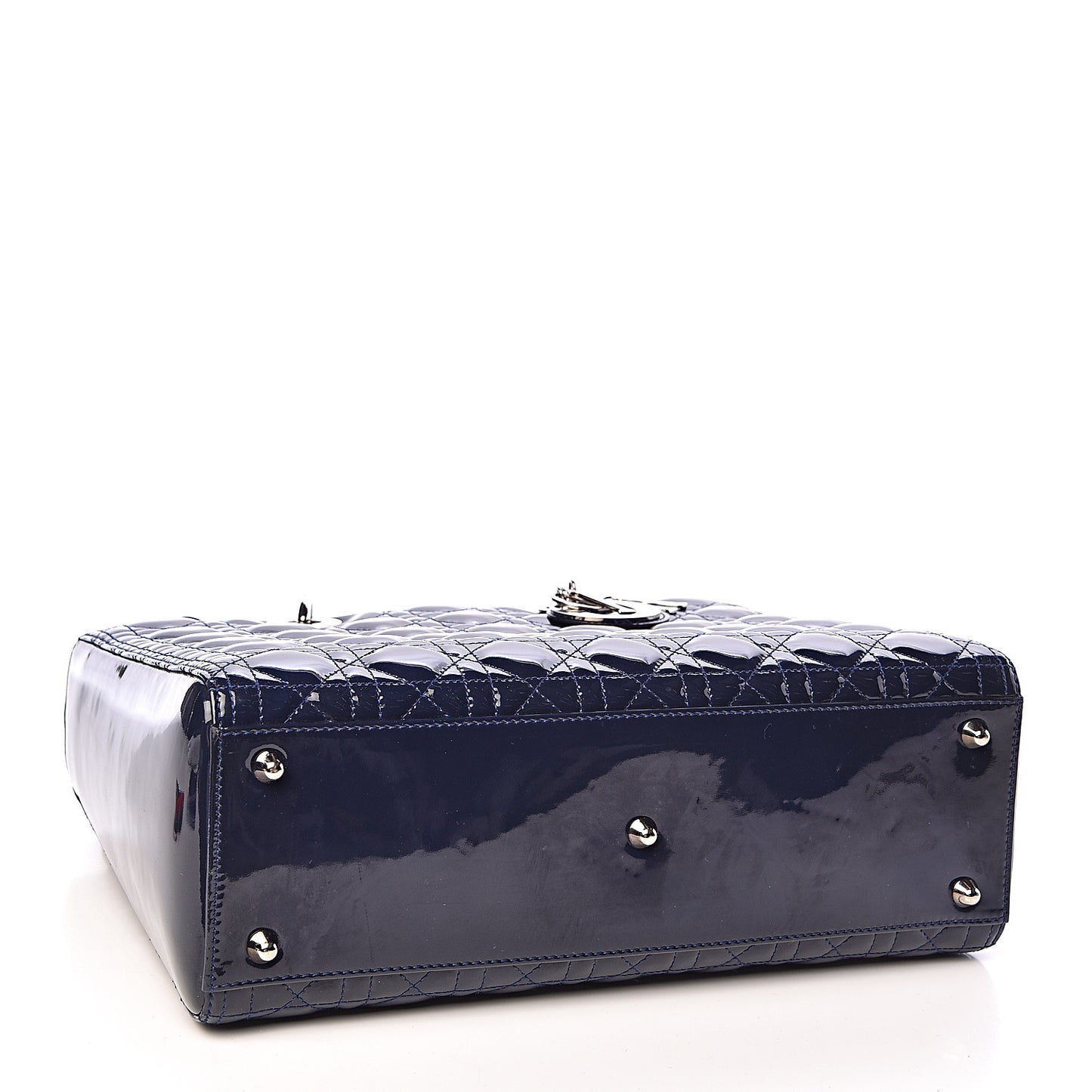 Patent Cannage Large Lady Dior Navy Blue