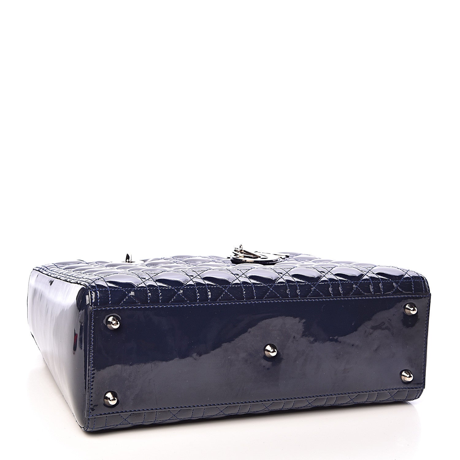 Christian Dior Patent Cannage Large Lady Dior Navy Blue 4 of 11