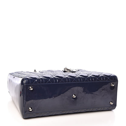 Christian Dior Patent Cannage Large Lady Dior Navy Blue 4 of 11