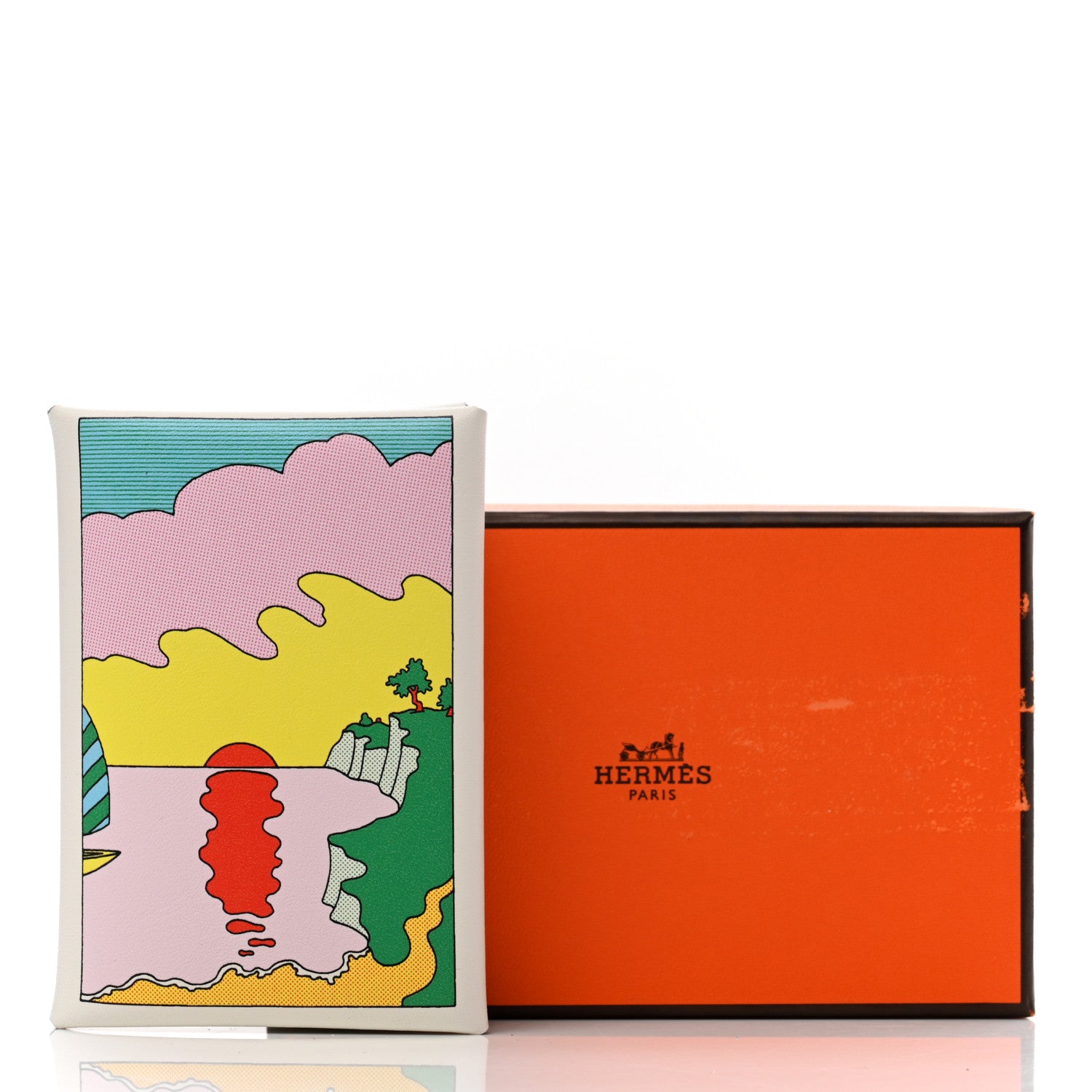 Hermes Swift Le Lever Printed Calvi Duo Card Case White Multicolor 8 of 8