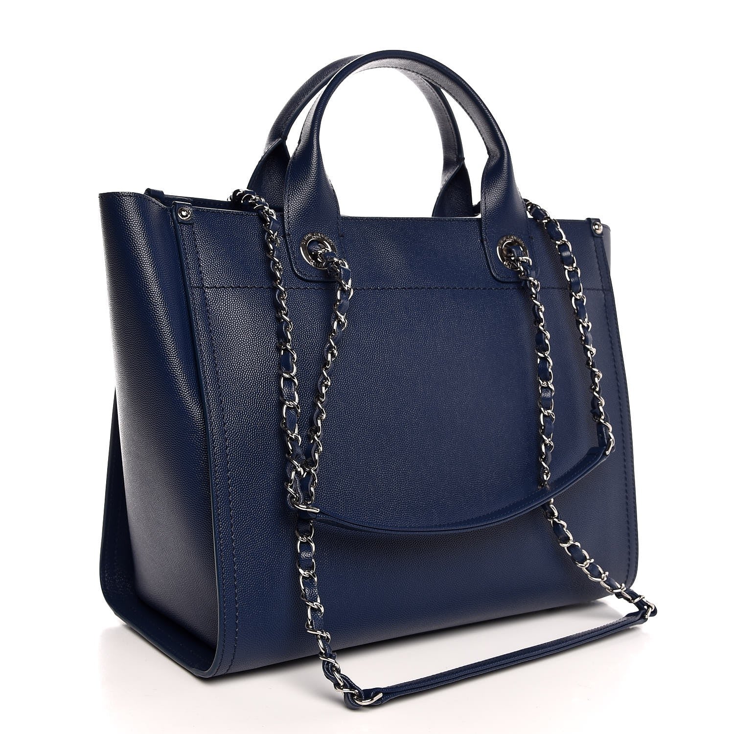 Chanel Caviar Small Studded Deauville Tote Navy 4 of 8