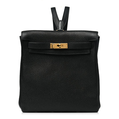 Hermes Taurillon Clemence Kelly Ado Backpack Black 1 of 10