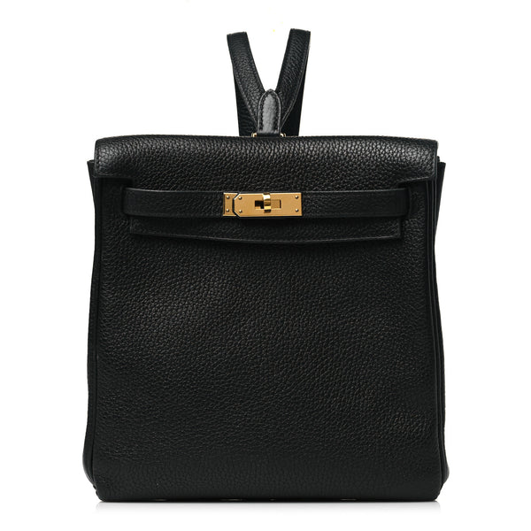Hermes Taurillon Clemence Kelly Ado Backpack Black 1629418
