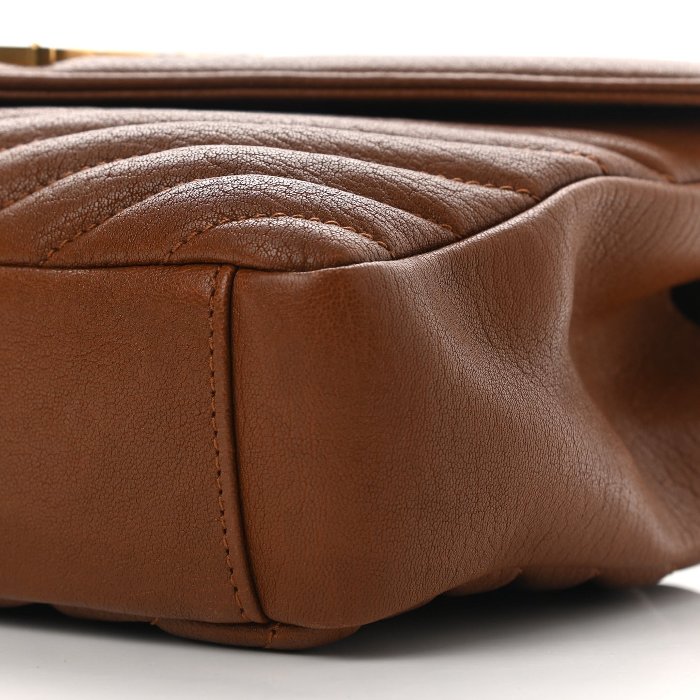 Sheepskin Matelasse Chevron Monogram Medium College Bag Brick