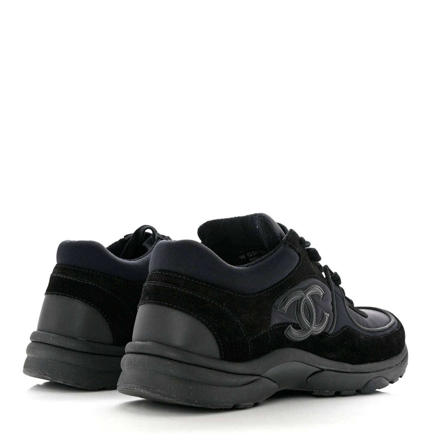 Fabric Calfskin Suede CC Sneakers 40.5 Black