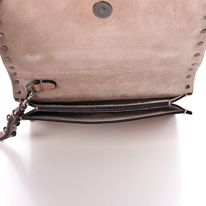Valentino Garavani Pebbled Calfskin Onyx Small Rockstud Rolling Wristlet Clutch Soft Noisette 5 of 6