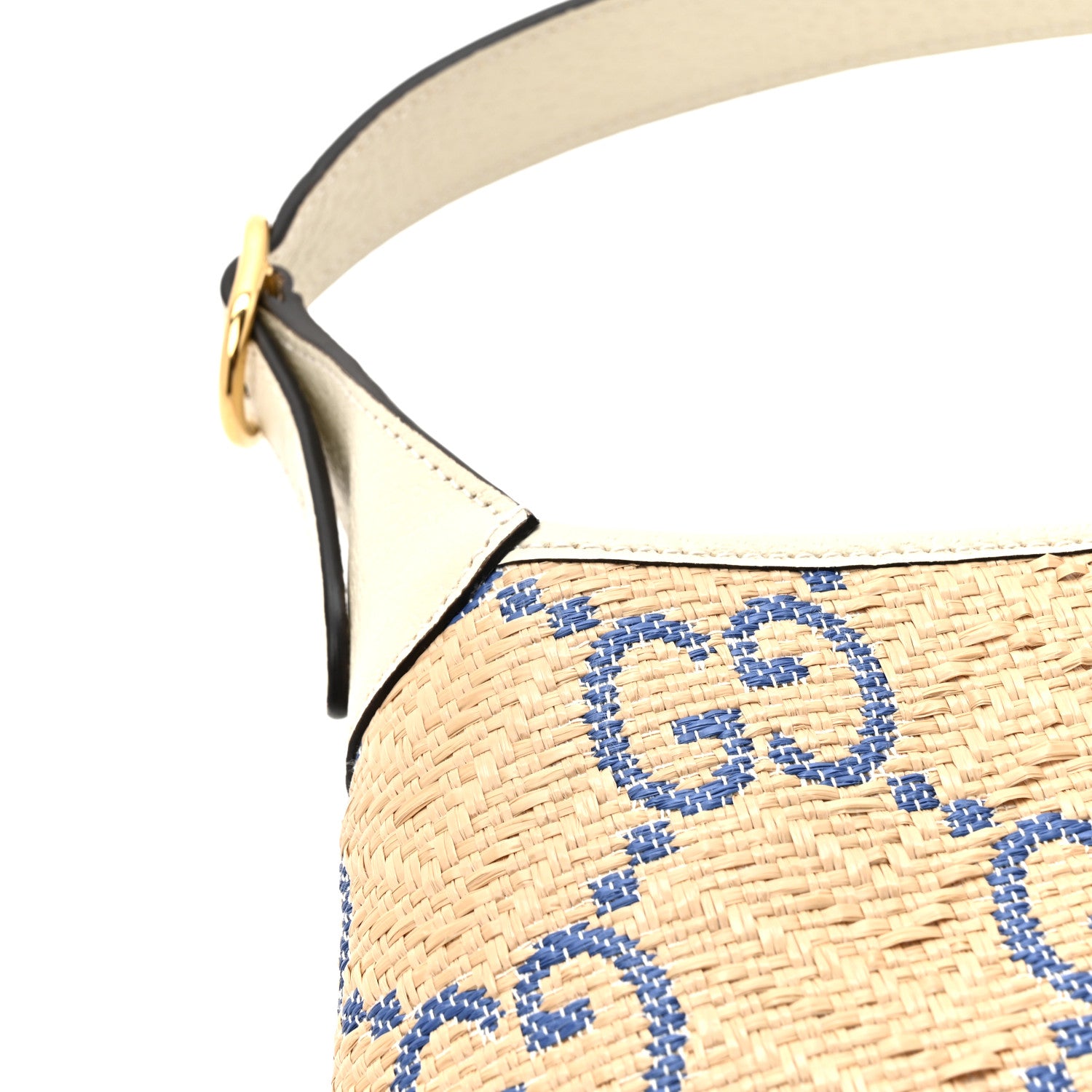Gucci Raffia Textured Dollar Calfskin GG Monogram Small Jackie 1961 Hobo Mystic White Royale Natural 12 of 13
