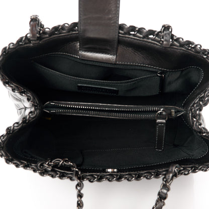 Chanel Metallic Aged Calfskin Quilted Small Chain Me Tote Silver 5 of 10