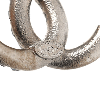 Chanel Metal Baguette Crystal CC Earrings Silver Blue 4 of 5