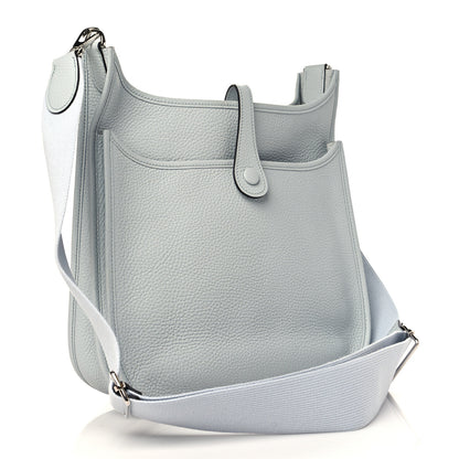 Hermes Taurillon Clemence Evelyne III PM Bleu Pale 3 of 10