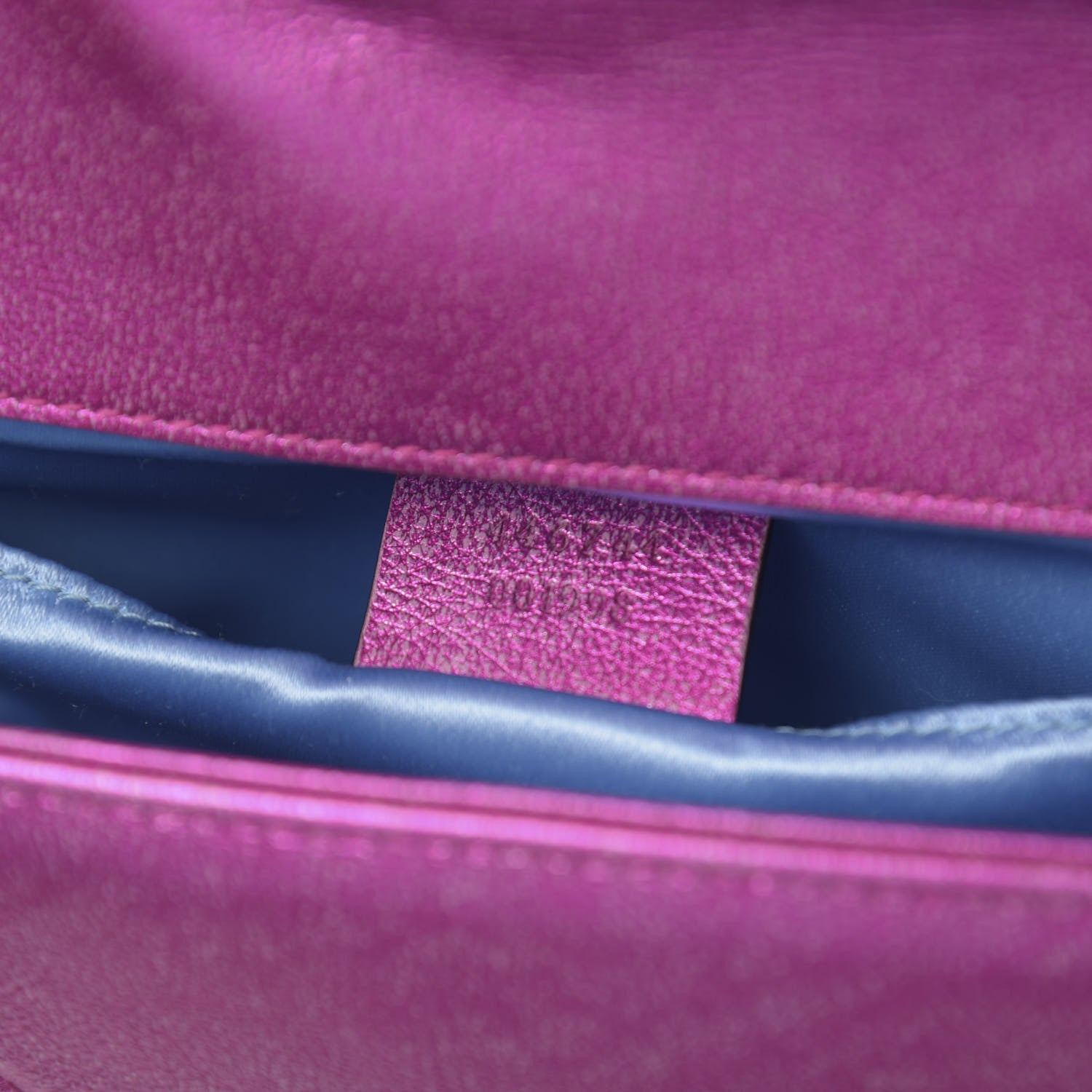 Gucci Metallic Calfskin Matelasse Mini GG Marmont Shoulder Bag Fuchsia 9 of 10