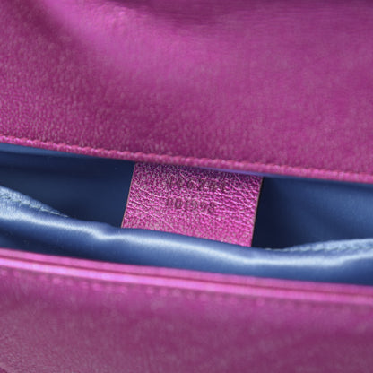 Gucci Metallic Calfskin Matelasse Mini GG Marmont Shoulder Bag Fuchsia 9 of 10